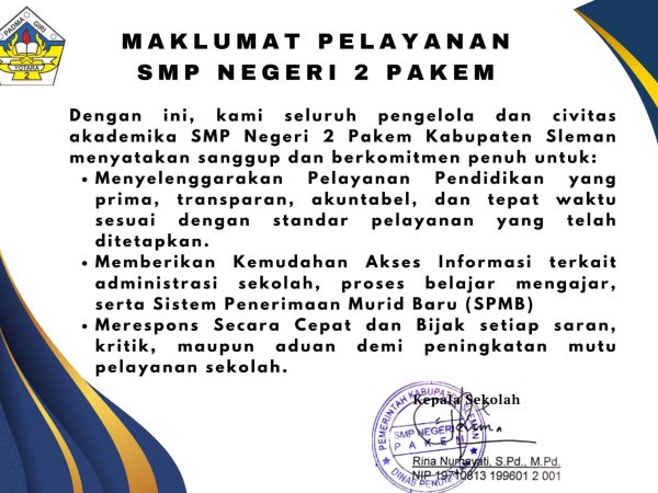Maklumat Pelayanan SMP Negeri 2 Pakem
